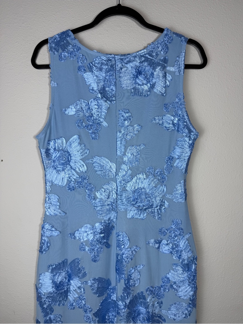 NWT ZESICA Womens M Light Blue 3D Floral Applique Mesh Maxi Dress Wedding Guest - Picture 10 of 11